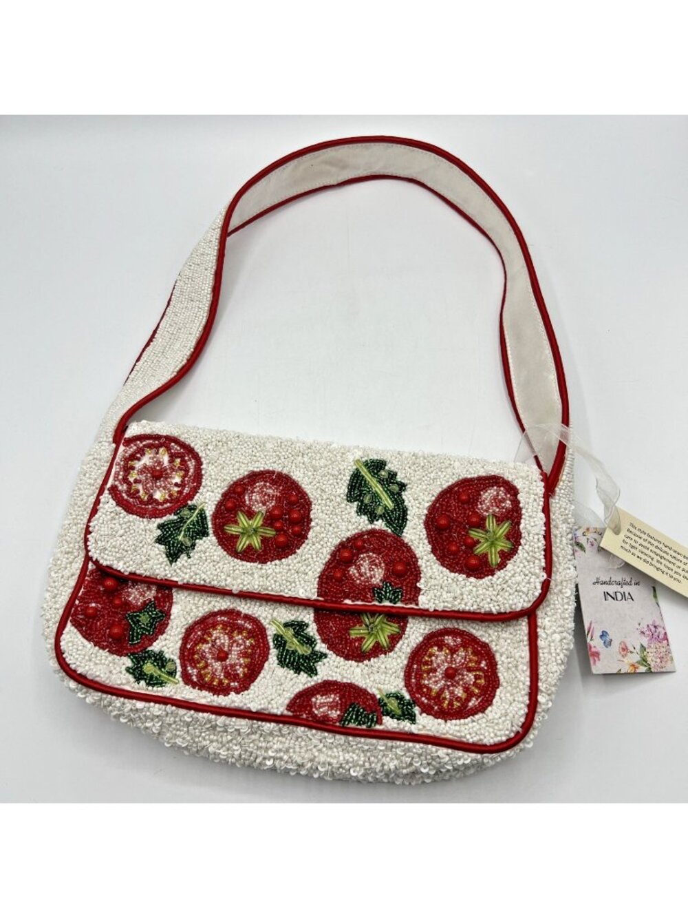 TJMaxx Beaded Shoulder Bag Viral Tomato Red White NWT TikTok Viral